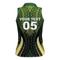 Custom Cook Islands Rugby Women Sleeveless Polo Shirt Unique Style Black Version LT05 - Polynesian Pride