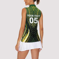 Custom Cook Islands Rugby Women Sleeveless Polo Shirt Unique Style Black Version LT05 - Polynesian Pride
