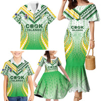 Custom Cook Islands Rugby Family Matching Mermaid Dress and Hawaiian Shirt Unique Style White Version LT05 - Polynesian Pride