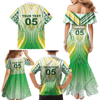 Custom Cook Islands Rugby Family Matching Mermaid Dress and Hawaiian Shirt Unique Style White Version LT05 - Polynesian Pride