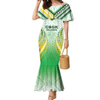 Custom Cook Islands Rugby Family Matching Mermaid Dress and Hawaiian Shirt Unique Style White Version LT05 Mom's Dress White - Polynesian Pride