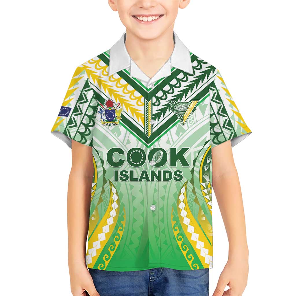 Custom Cook Islands Rugby Family Matching Mermaid Dress and Hawaiian Shirt Unique Style White Version LT05 Son's Shirt White - Polynesian Pride