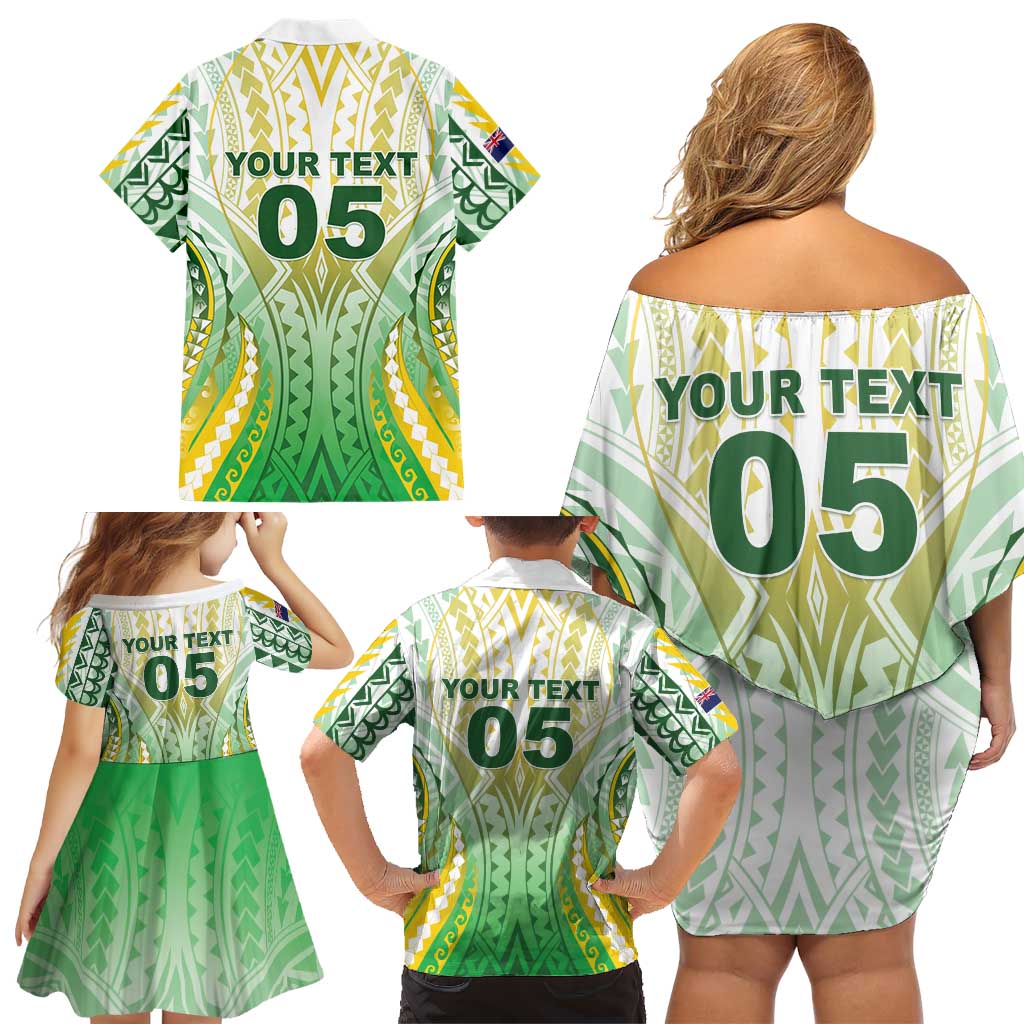 Custom Cook Islands Rugby Family Matching Off Shoulder Short Dress and Hawaiian Shirt Unique Style White Version LT05 - Polynesian Pride