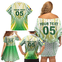 Custom Cook Islands Rugby Family Matching Off Shoulder Short Dress and Hawaiian Shirt Unique Style White Version LT05 - Polynesian Pride