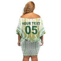 Custom Cook Islands Rugby Family Matching Off Shoulder Short Dress and Hawaiian Shirt Unique Style White Version LT05 - Polynesian Pride