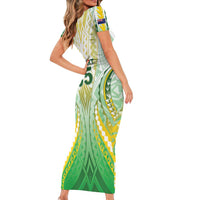 Custom Cook Islands Rugby Family Matching Short Sleeve Bodycon Dress and Hawaiian Shirt Unique Style White Version LT05 - Polynesian Pride