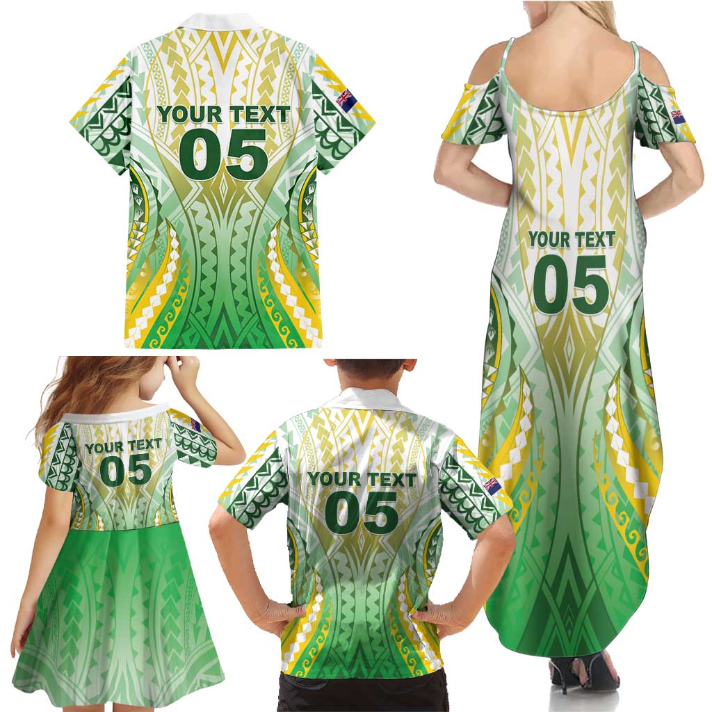 Custom Cook Islands Rugby Family Matching Summer Maxi Dress and Hawaiian Shirt Unique Style White Version LT05 - Polynesian Pride