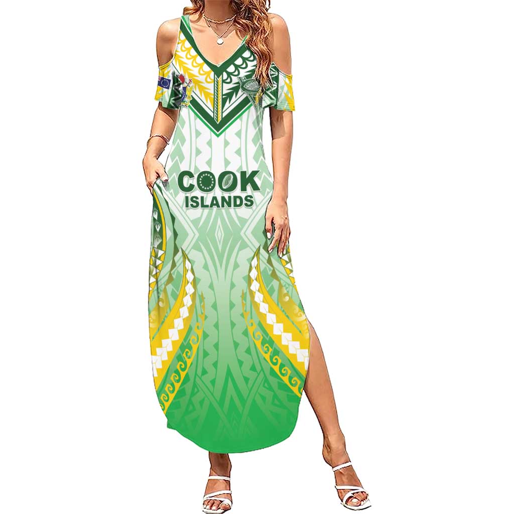 Custom Cook Islands Rugby Family Matching Summer Maxi Dress and Hawaiian Shirt Unique Style White Version LT05 Mom's Dress White - Polynesian Pride