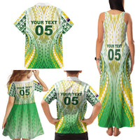 Custom Cook Islands Rugby Family Matching Tank Maxi Dress and Hawaiian Shirt Unique Style White Version LT05 - Polynesian Pride
