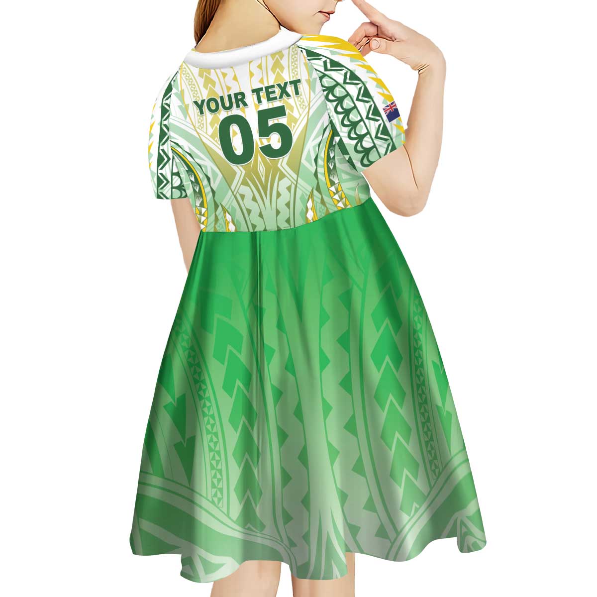 Custom Cook Islands Rugby Kid Short Sleeve Dress Unique Style White Version - Polynesian Pride
