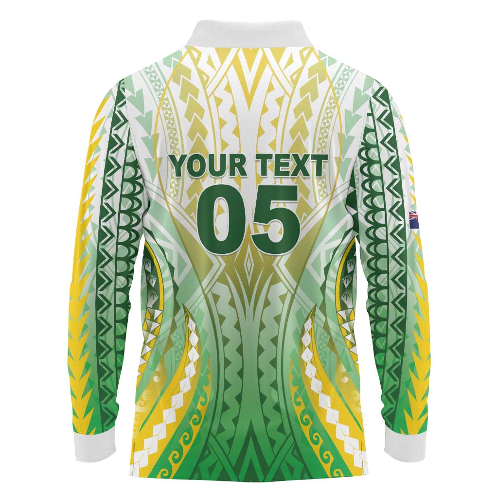 Custom Cook Islands Rugby Long Sleeve Polo Shirt Unique Style White Version LT05 - Polynesian Pride