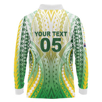 Custom Cook Islands Rugby Long Sleeve Polo Shirt Unique Style White Version LT05 - Polynesian Pride
