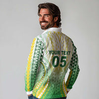 Custom Cook Islands Rugby Long Sleeve Polo Shirt Unique Style White Version LT05 - Polynesian Pride