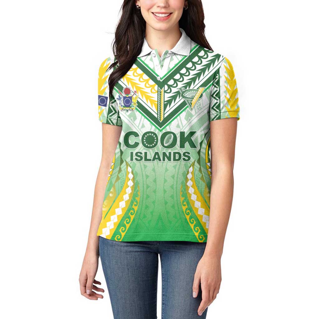 Custom Cook Islands Rugby Women Polo Shirt Unique Style White Version - Polynesian Pride