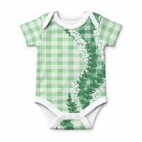 Green Hawaii Palaka Baby Onesie Hawaiian Honohono Lei