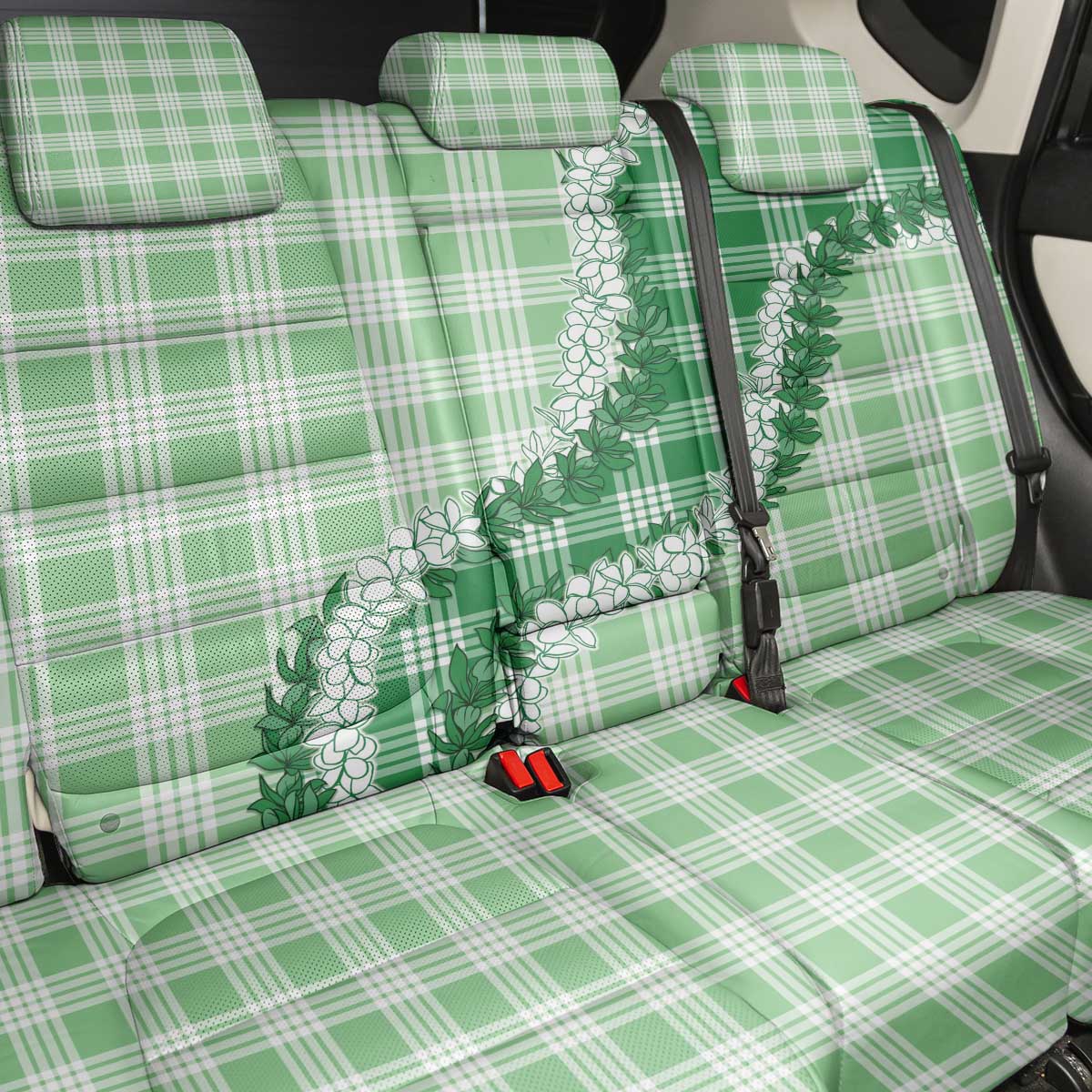 Green Hawaii Palaka Back Car Seat Cover Hawaiian Honohono Lei