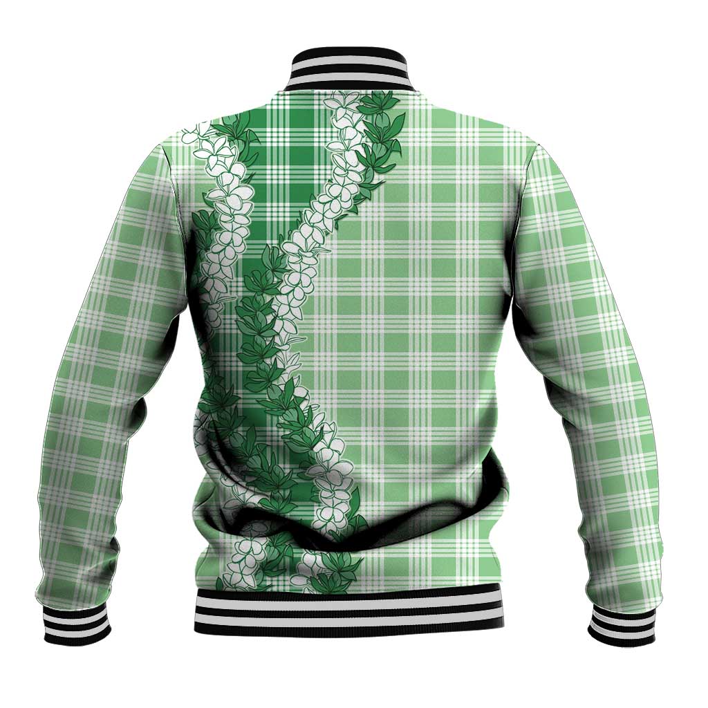 Green Hawaii Palaka Baseball Jacket Hawaiian Honohono Lei
