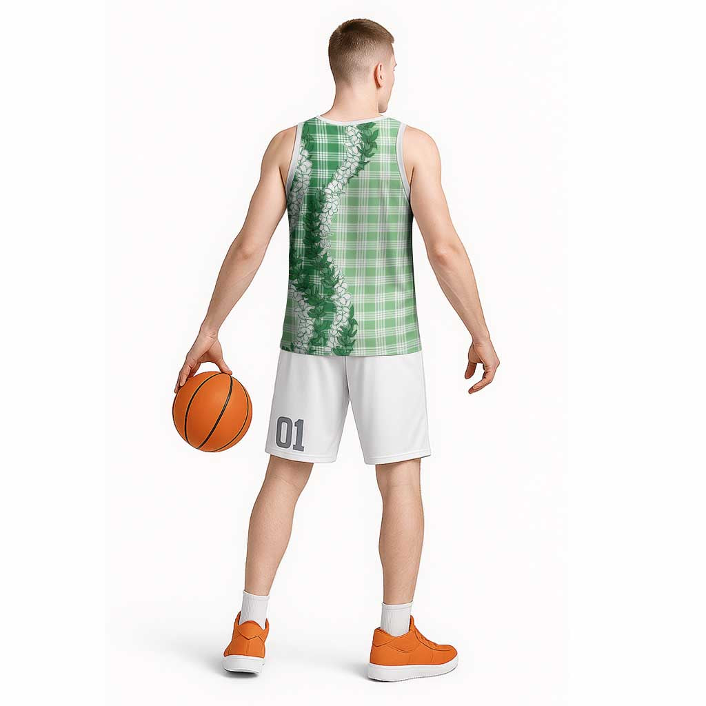 Green Hawaii Palaka Basketball Jersey Hawaiian Honohono Lei