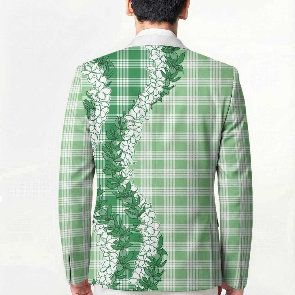 Green Hawaii Palaka Blazer Hawaiian Honohono Lei