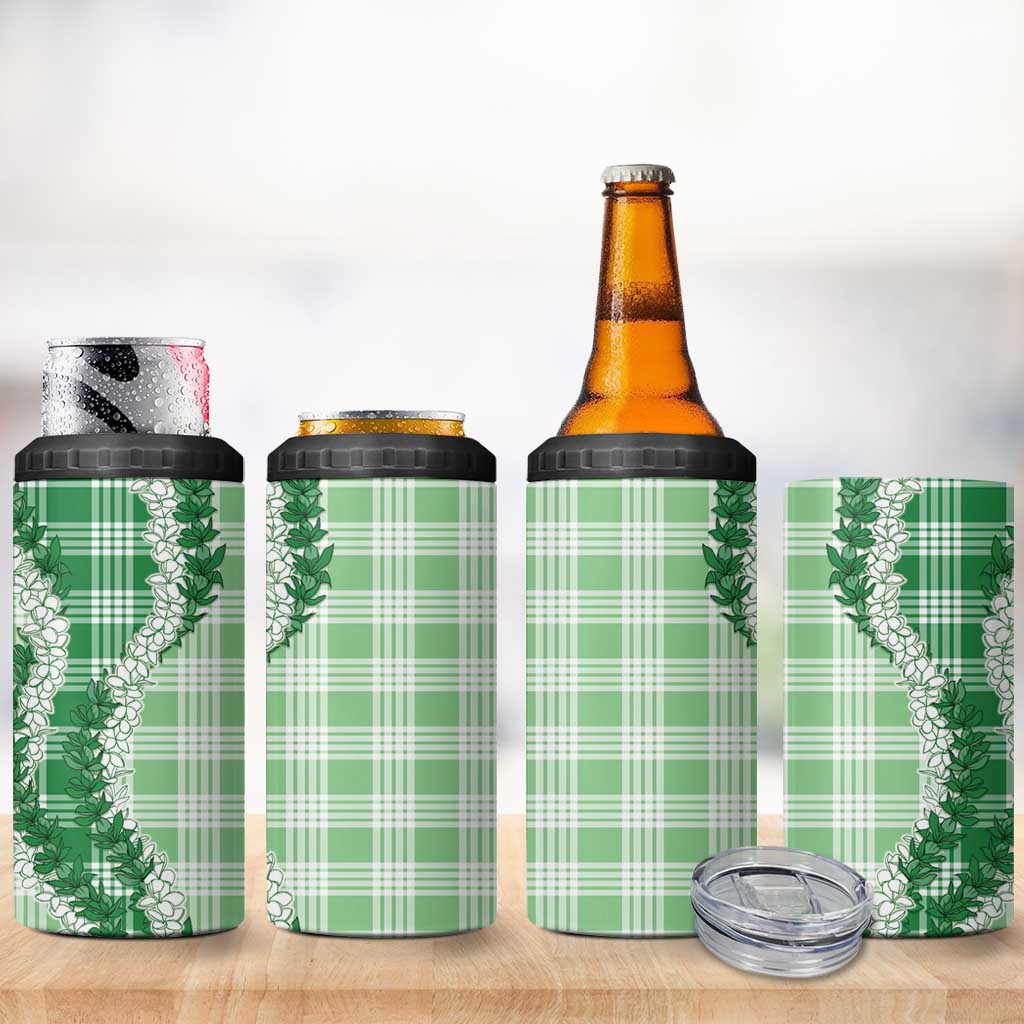 Green Hawaii Palaka 4 in 1 Can Cooler Tumbler Hawaiian Honohono Lei LT05 - Polynesian Pride
