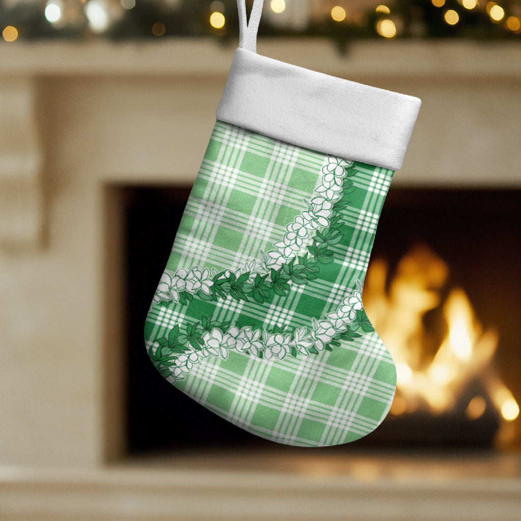Green Hawaii Palaka Christmas Stocking Hawaiian Honohono Lei LT05 Set of 2 Green - Polynesian Pride