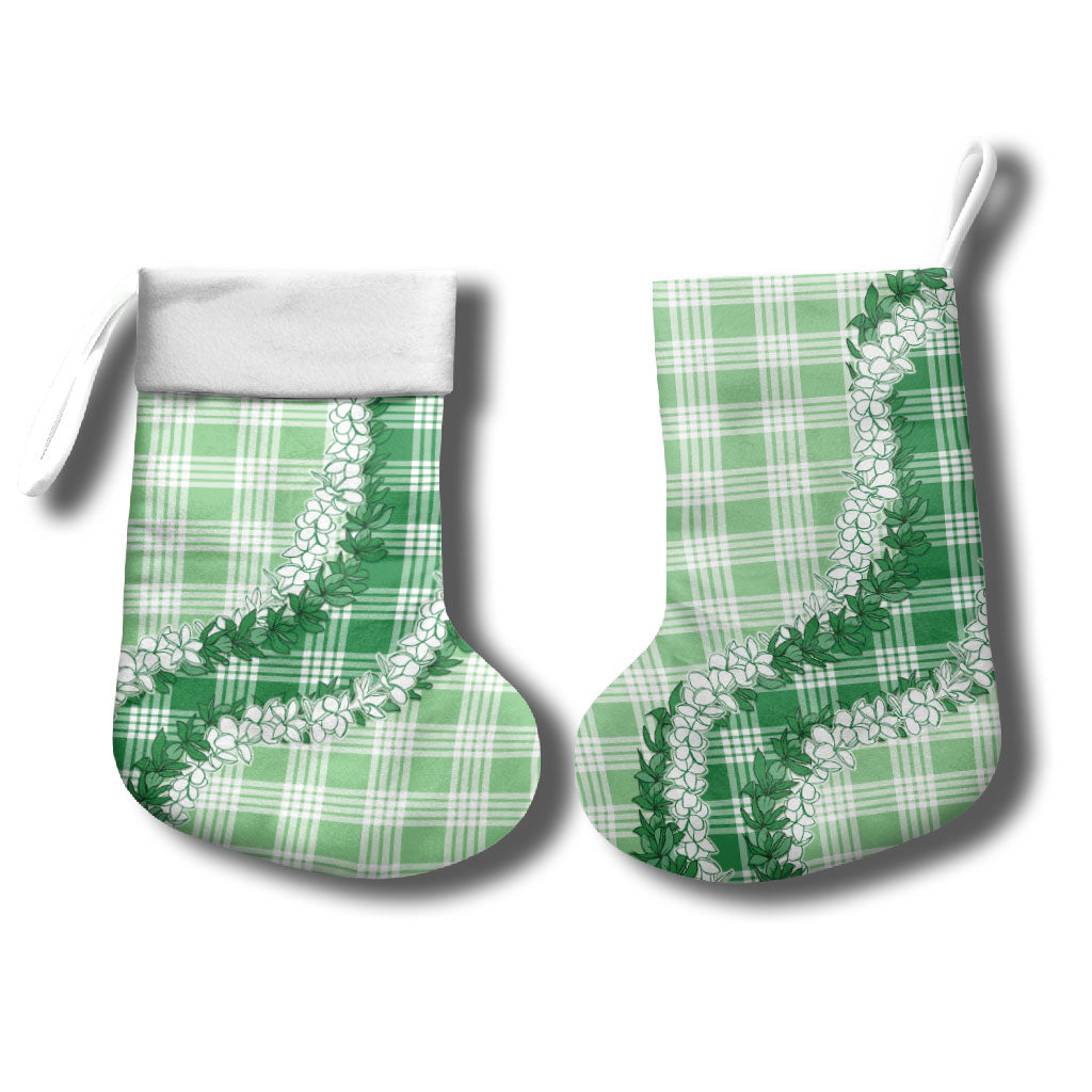 Green Hawaii Palaka Christmas Stocking Hawaiian Honohono Lei LT05 - Polynesian Pride