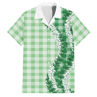 Green Hawaii Palaka Family Matching Off Shoulder Short Dress and Hawaiian Shirt Hawaiian Honohono Lei LT05 Dad's Shirt - Short Sleeve Green - Polynesian Pride