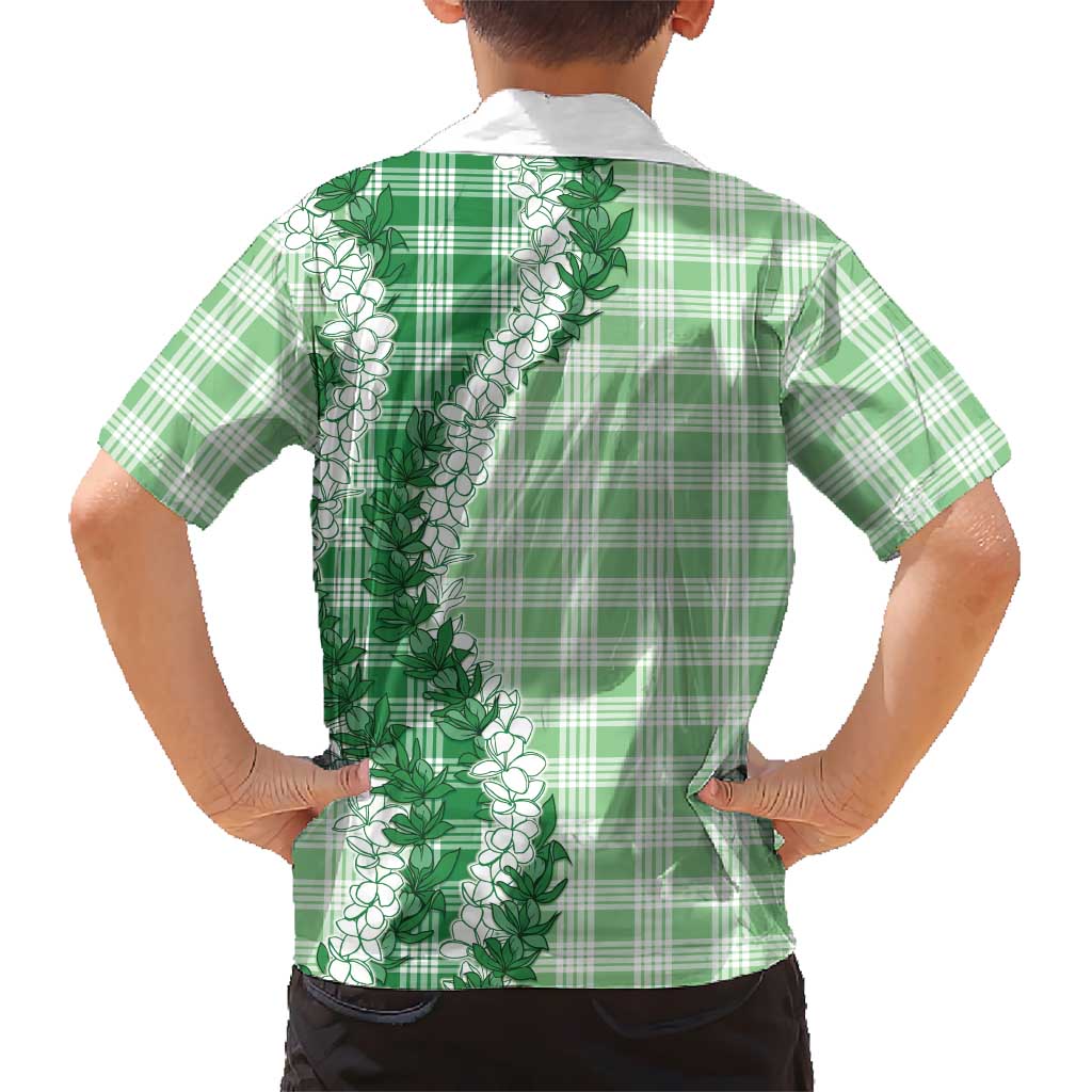 Green Hawaii Palaka Family Matching Puletasi and Hawaiian Shirt Hawaiian Honohono Lei LT05 - Polynesian Pride