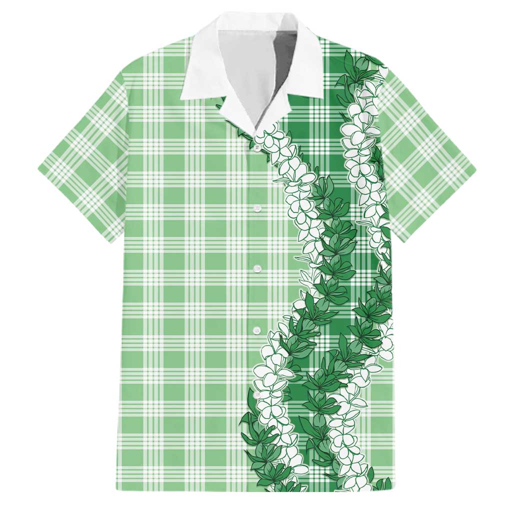 Green Hawaii Palaka Family Matching Puletasi and Hawaiian Shirt Hawaiian Honohono Lei LT05 Dad's Shirt - Short Sleeve Green - Polynesian Pride