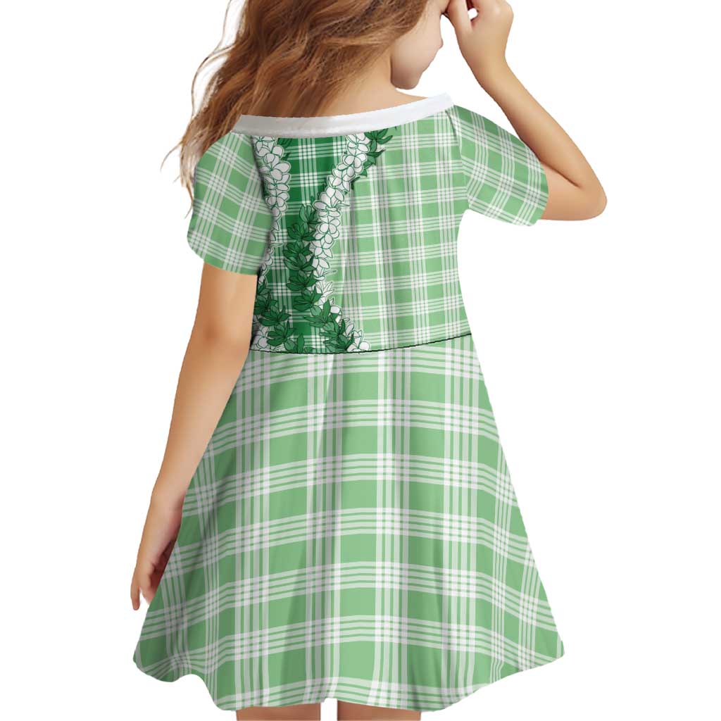 Green Hawaii Palaka Family Matching Short Sleeve Bodycon Dress and Hawaiian Shirt Hawaiian Honohono Lei LT05 - Polynesian Pride