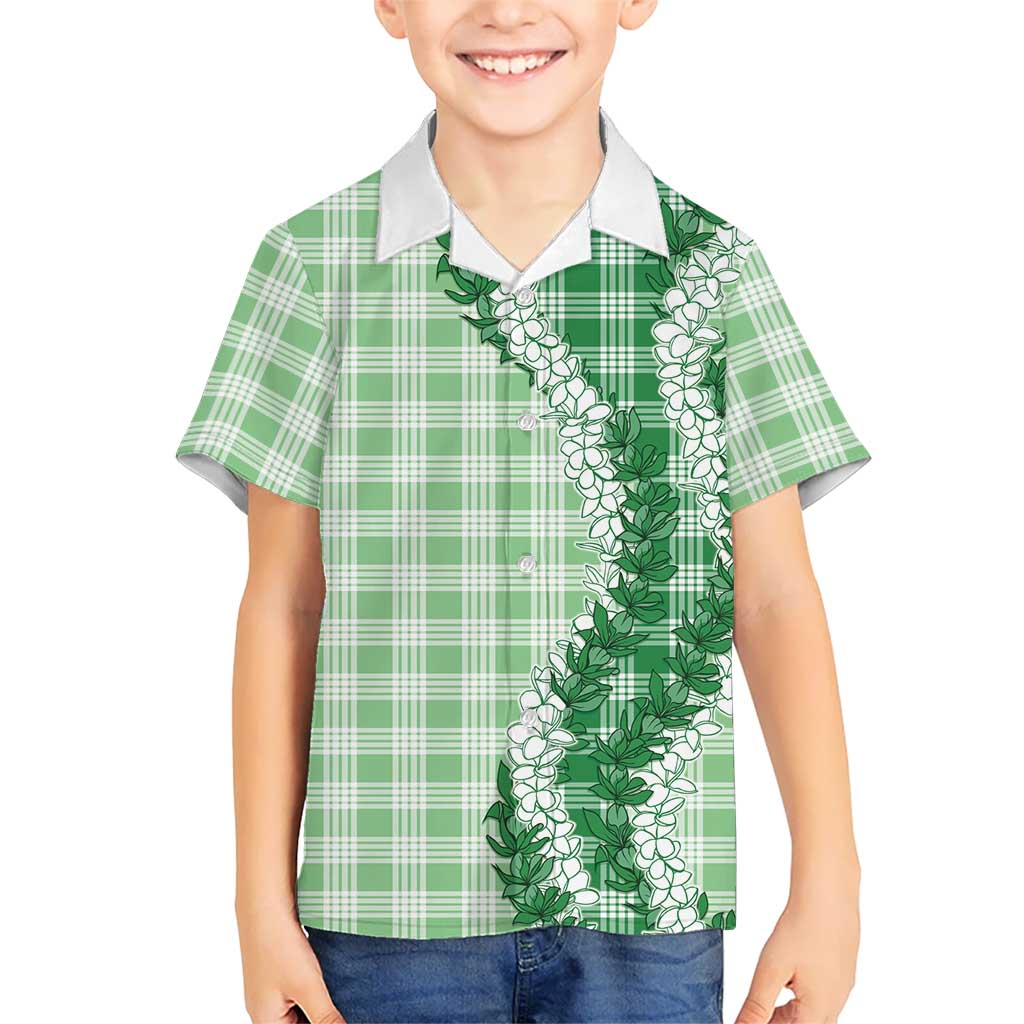 Green Hawaii Palaka Family Matching Summer Maxi Dress and Hawaiian Shirt Hawaiian Honohono Lei LT05 Son's Shirt Green - Polynesian Pride