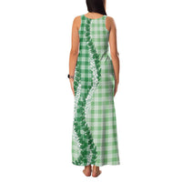 Green Hawaii Palaka Family Matching Tank Maxi Dress and Hawaiian Shirt Hawaiian Honohono Lei LT05 - Polynesian Pride
