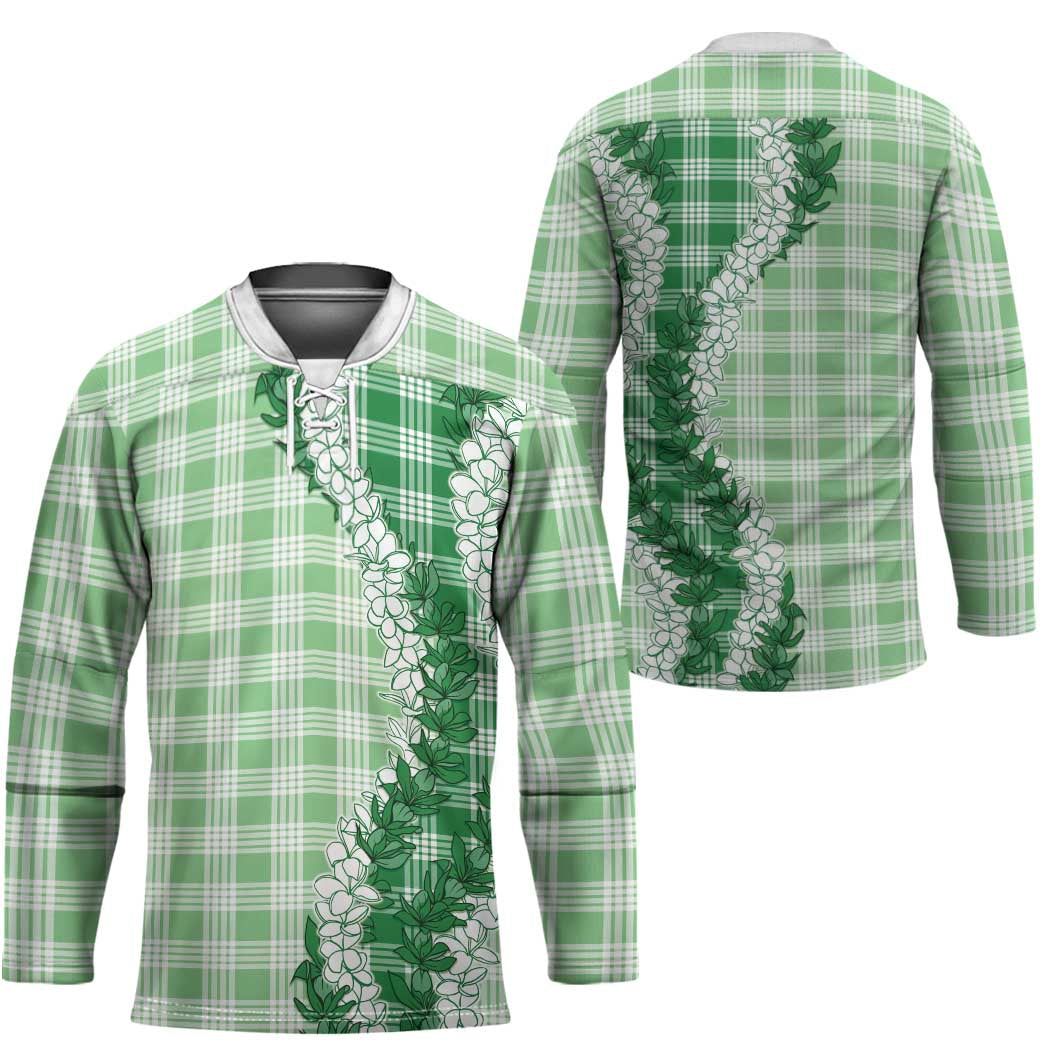 Green Hawaii Palaka Hockey Jersey Hawaiian Honohono Lei