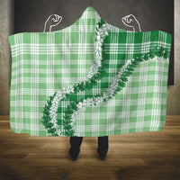 Green Hawaii Palaka Hooded Blanket Hawaiian Honohono Lei