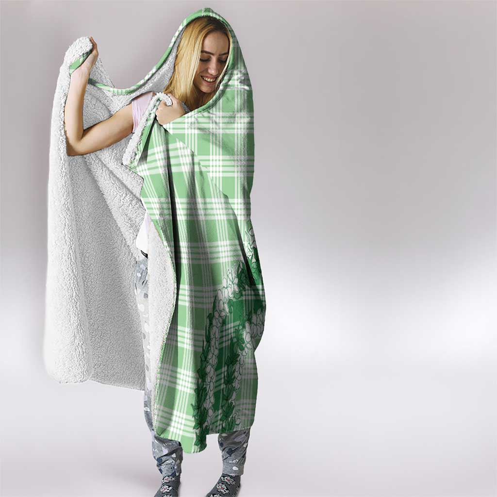 Green Hawaii Palaka Hooded Blanket Hawaiian Honohono Lei