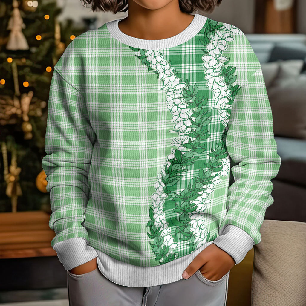 Green Hawaii Palaka Kid Ugly Christmas Sweater Hawaiian Honohono Lei LT05 - Polynesian Pride