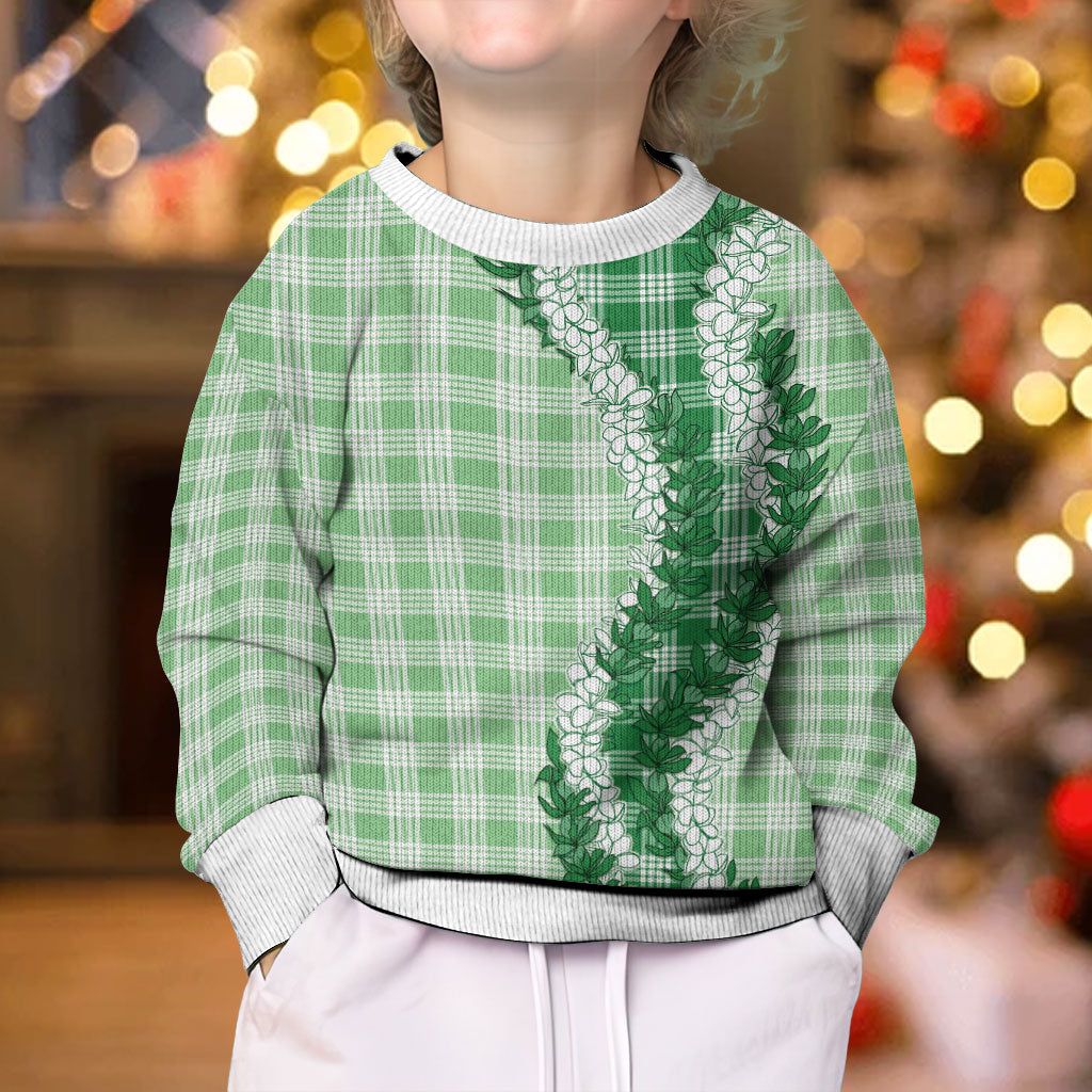 Green Hawaii Palaka Kid Ugly Christmas Sweater Hawaiian Honohono Lei LT05 - Polynesian Pride