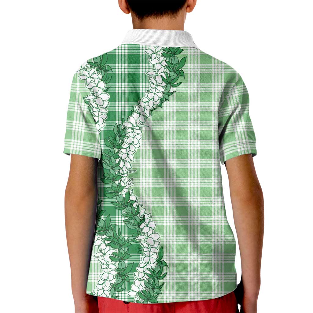 Green Hawaii Palaka Kid Polo Shirt Hawaiian Honohono Lei