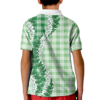 Green Hawaii Palaka Kid Polo Shirt Hawaiian Honohono Lei