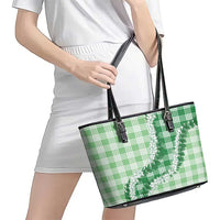 Green Hawaii Palaka Leather Tote Bag Hawaiian Honohono Lei LT05 - Polynesian Pride
