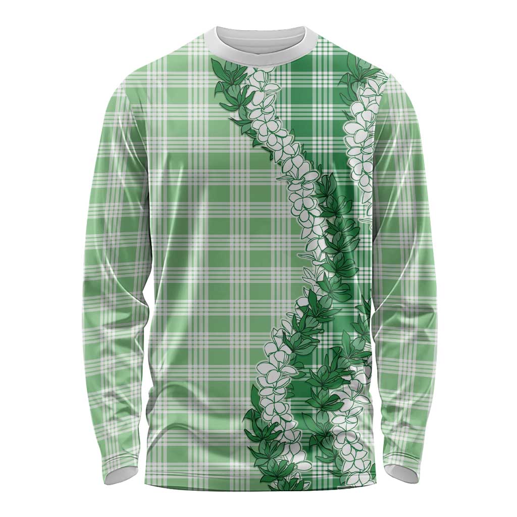 Green Hawaii Palaka Long Sleeve Shirt Hawaiian Honohono Lei
