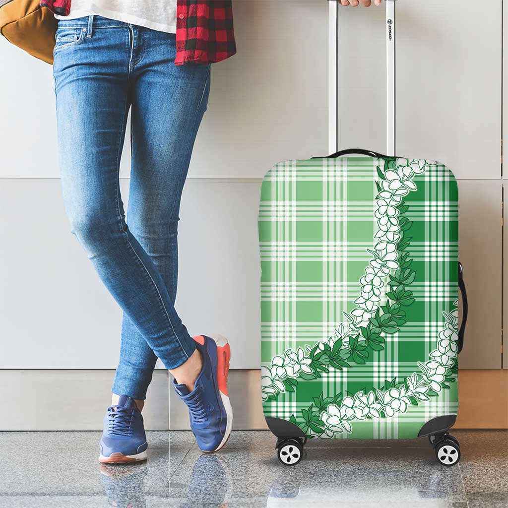 Green Hawaii Palaka Luggage Cover Hawaiian Honohono Lei