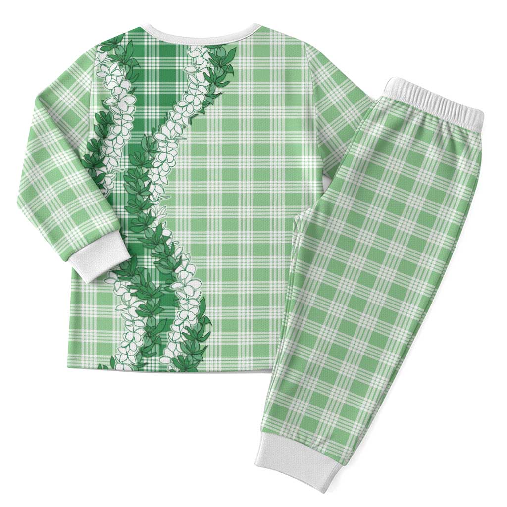 Green Hawaii Palaka Pajama Set Hawaiian Honohono Lei