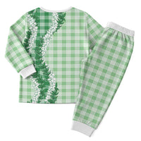 Green Hawaii Palaka Pajama Set Hawaiian Honohono Lei