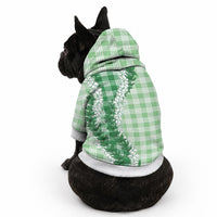Green Hawaii Palaka Pet Hoodie Hawaiian Honohono Lei