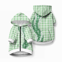 Green Hawaii Palaka Pet Hoodie Hawaiian Honohono Lei