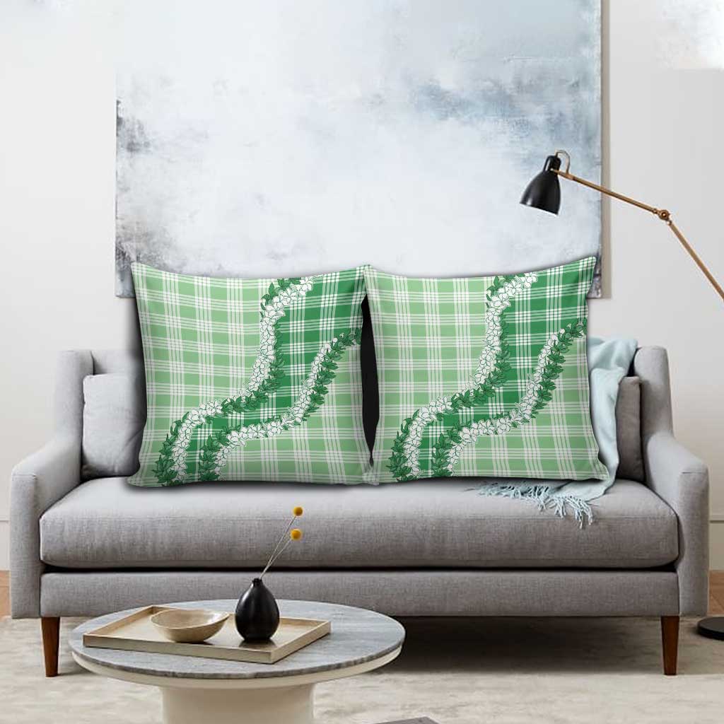 Green Hawaii Palaka Pillow Cover Hawaiian Honohono Lei