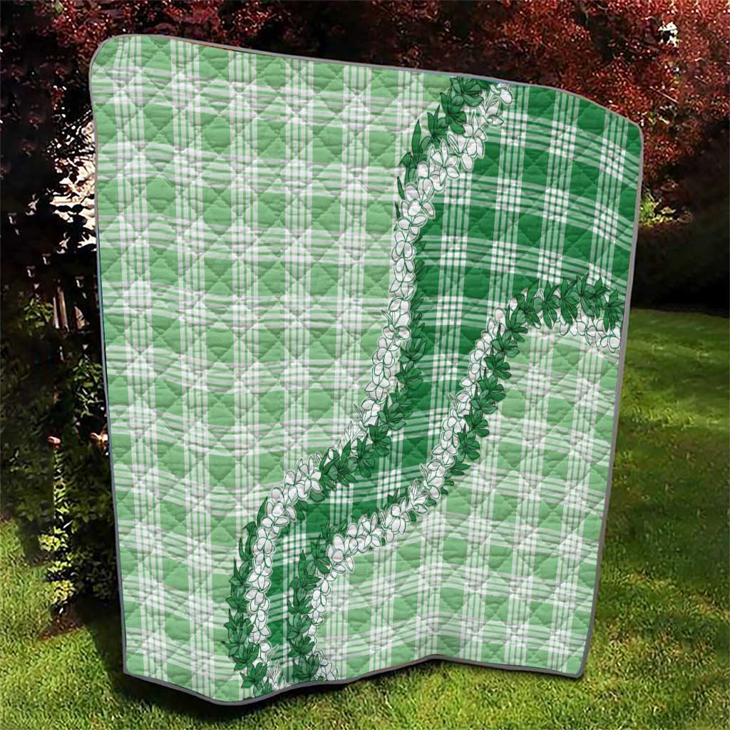 Green Hawaii Palaka Quilt Hawaiian Honohono Lei