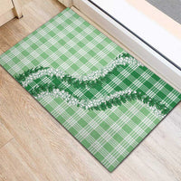 Green Hawaii Palaka Rubber Doormat Hawaiian Honohono Lei