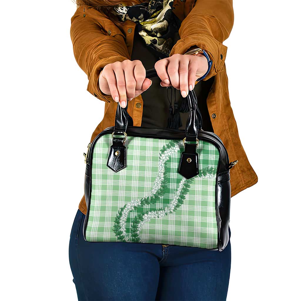 Green Hawaii Palaka Shoulder Handbag Hawaiian Honohono Lei